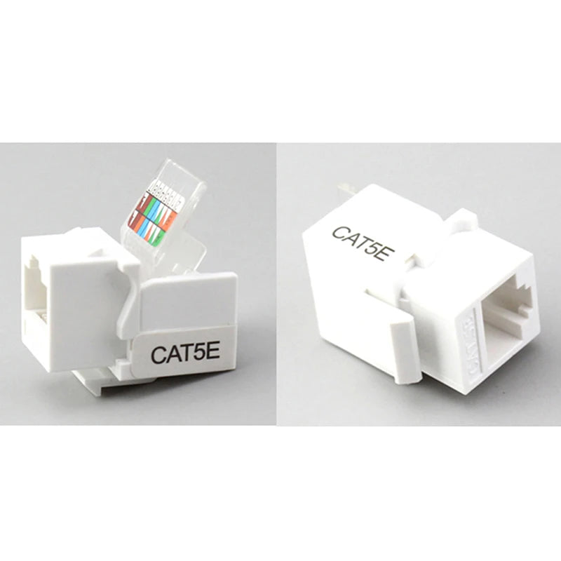 10Pcs RJ45 CAT5e Ethernet Network Keystone JackClip Module Wall Plug Connector-F(x)