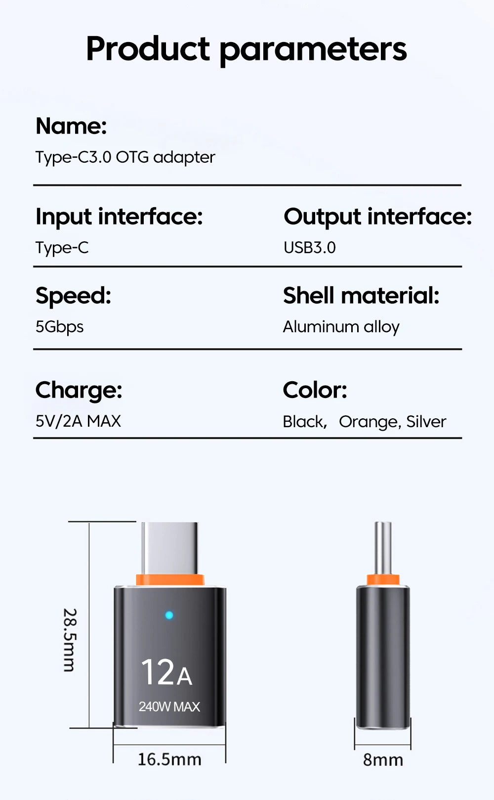 USB3.0 OTG Adapter Type C Male to USB3.0 Female Converter Fast Data Transfer Connector for iphone 15 Samsung Huawei Xiaomi
