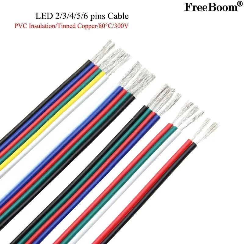 1~50m LED Cable Electrical Wire 2/3/4/5/6pin LED Extension Cables For RGB RGBW RGBWW SMD WS2812B LED Strip Light JST Connector