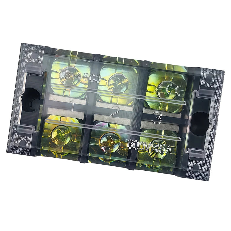 1Pcs TB4503 45A 600V Dual Row Barrier Screw Terminal Block Strip Wire Connector Insulated DIY Electrical Fix Fence High Quality