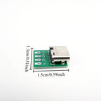 Type-C Female Port Adapter Breakout Board 16Pin Test Module Solder Pads for Data Cable Repair DIY Phone Charger Testing