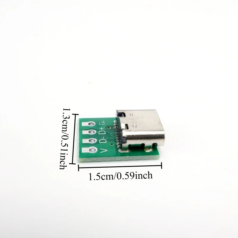 Type-C Female Port Adapter Breakout Board 16Pin Test Module Solder Pads for Data Cable Repair DIY Phone Charger Testing