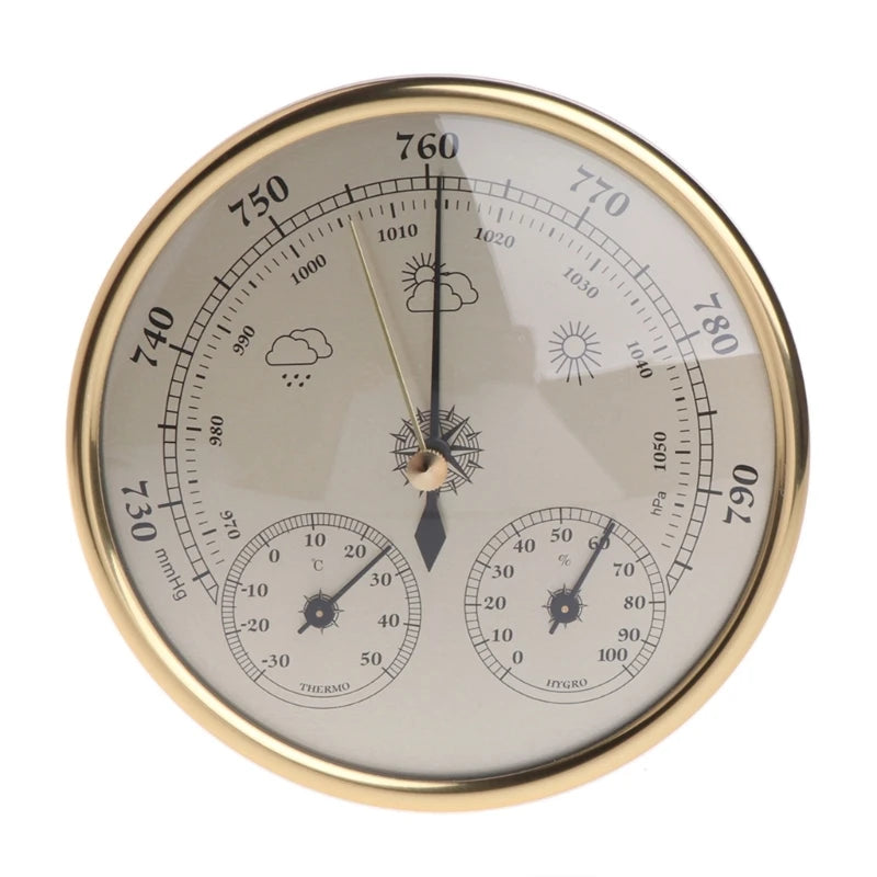 3 In 1 Wall Mounted Household Barometer Thermometer Hygrometer Weather Station Hanging Pressure HPa Gauge Air Weather Instrument