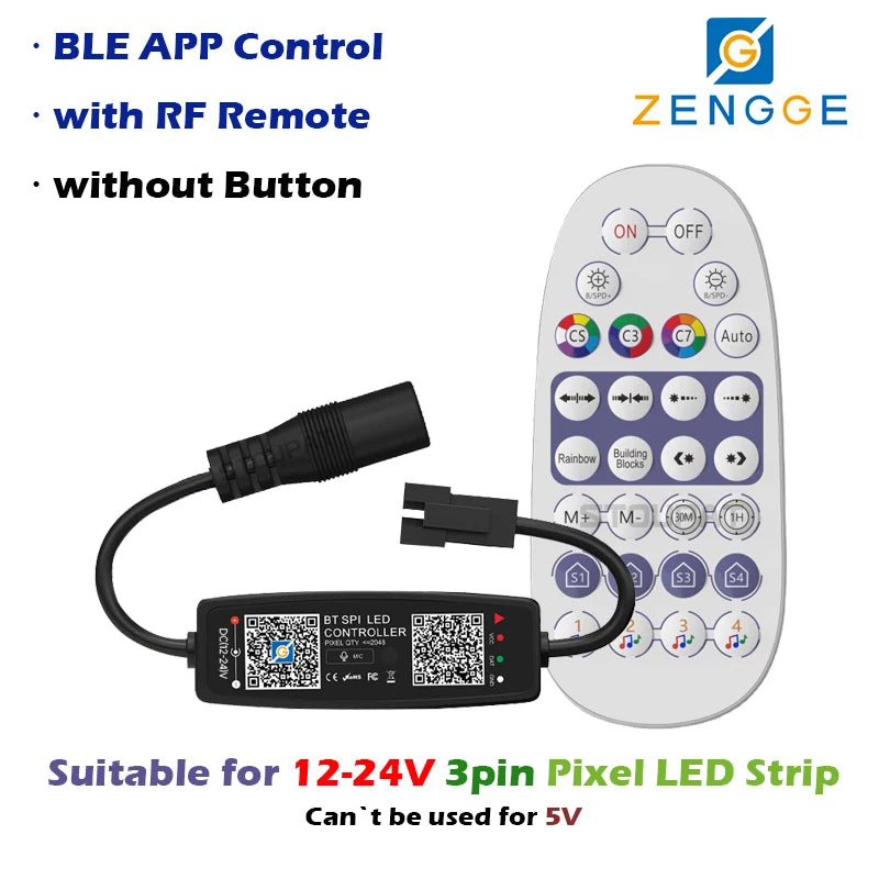 BLE WS2812B Controller BT Music for Pixel LED Strip Light SK6812 WS2811 WS2812 LED Light Strip USB 5V APP Remote Controller