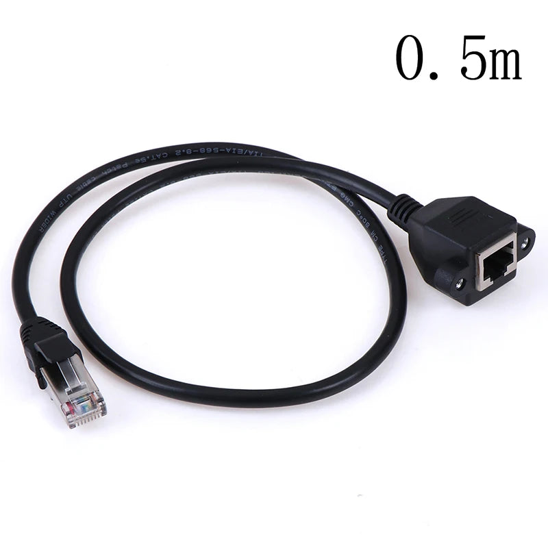 1Pc RJ45 Male to Female Screw Panel Mount Ethernet LAN Network Extension Cable
