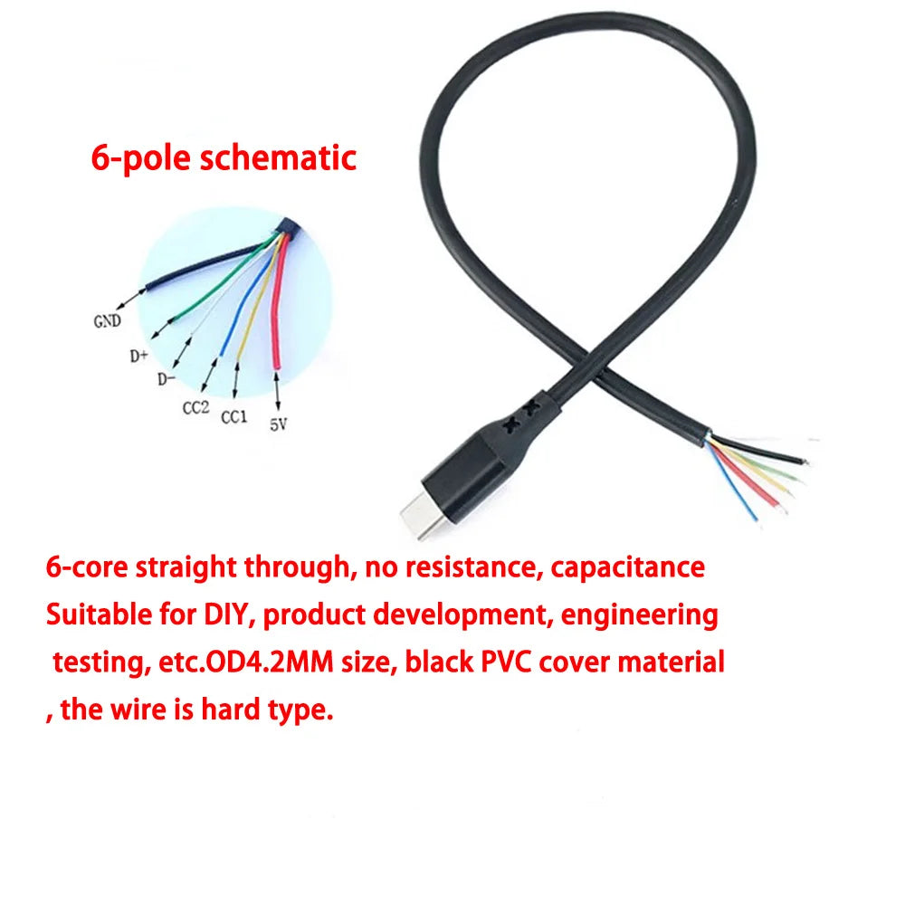 1pcs Type-C Male Single Head Charging Cable 4/5/6/8pcs DIY Cable with OTG Function Charging Treasure Aging Test Cable