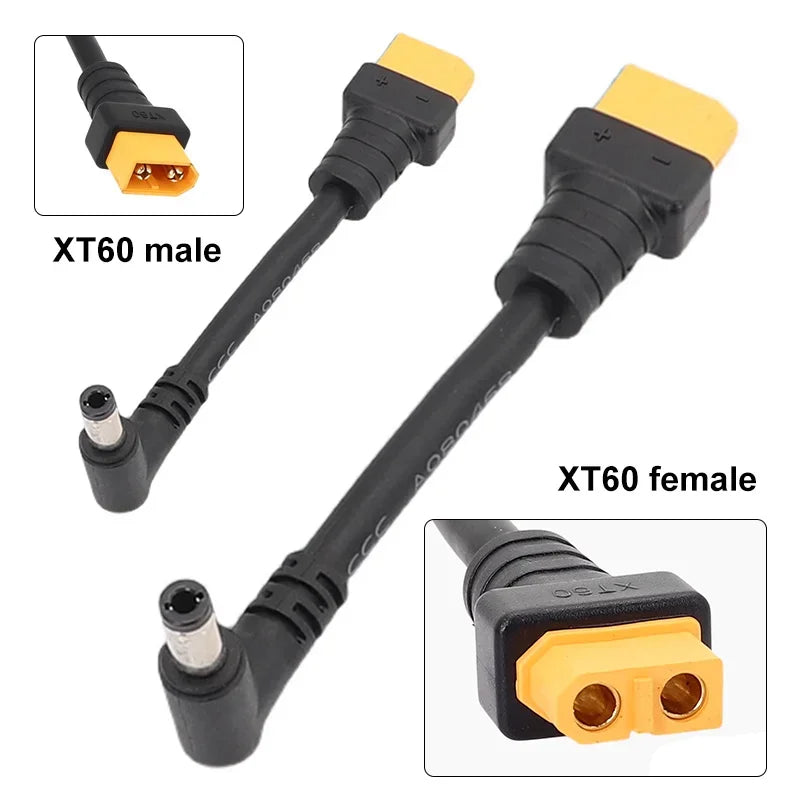 XT60 to DC5525 Model Aircraft Plug Cable High Power 1.5 Square XT60 Male Female to DC5525 Male Lithium Battery Connector Wire