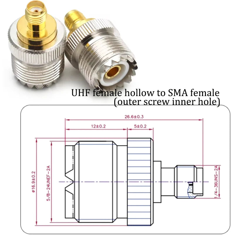 SMA to UHF PL259 SO239 RF Coaxial Adapter Converter Kit 50 Ohm Low Loss Connector for Amateur Radio WiFi/Antenna/Signal Booster