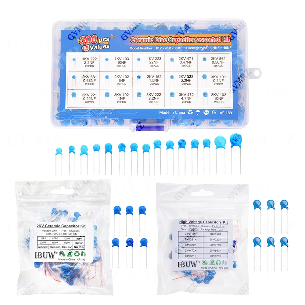 30PF 47PF 56PF High voltage Ceramic Capacitor KIT 1KV 2KV 3KV 5PF 100PF 220PF 1NF 2.2NF 3.3NF 4.7NF 10NF 100NF 471 222 223 103