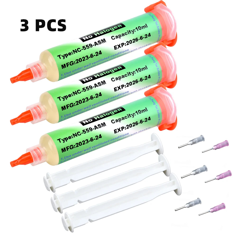 RMA‑223‑TPF 10ml Syringe No‑Clean Liquid Soldering Flux Paste for BGA Reballing SMD PCB Motherboard Chip Repair Welding Tools