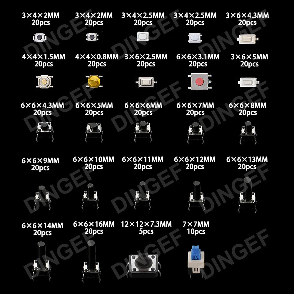 460PCS 24 Values Tactile Push Button Switch SMD Micro Momentary Tact Switch Assortment Kit for Car Remote Control with Box
