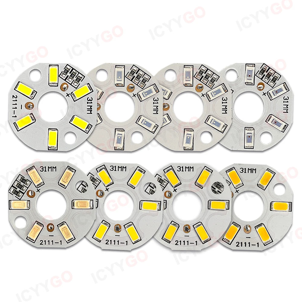 10 Pieces LED 3W 5V USB Light Board SMD 5730 Chip Red Green Warm White Yellow Purple Round Changing Light Source With 20 Cm Cabl