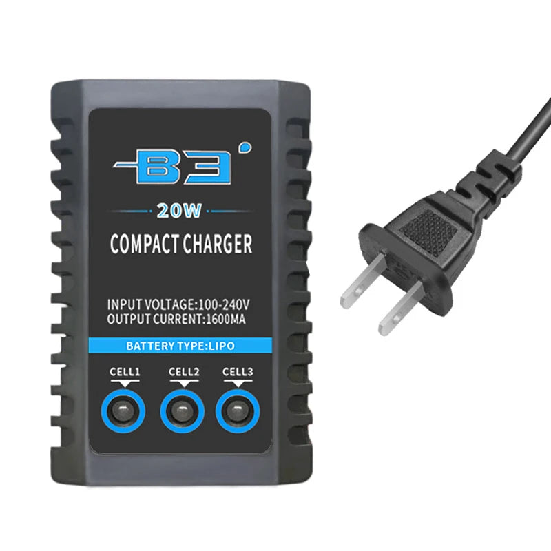 Professional 10W 20W B3 Compact Balance Charger 100 - 240V With 3 Led Light for 2S 3S 7.4V 11.1V Lithium LiPo Battery B3AC