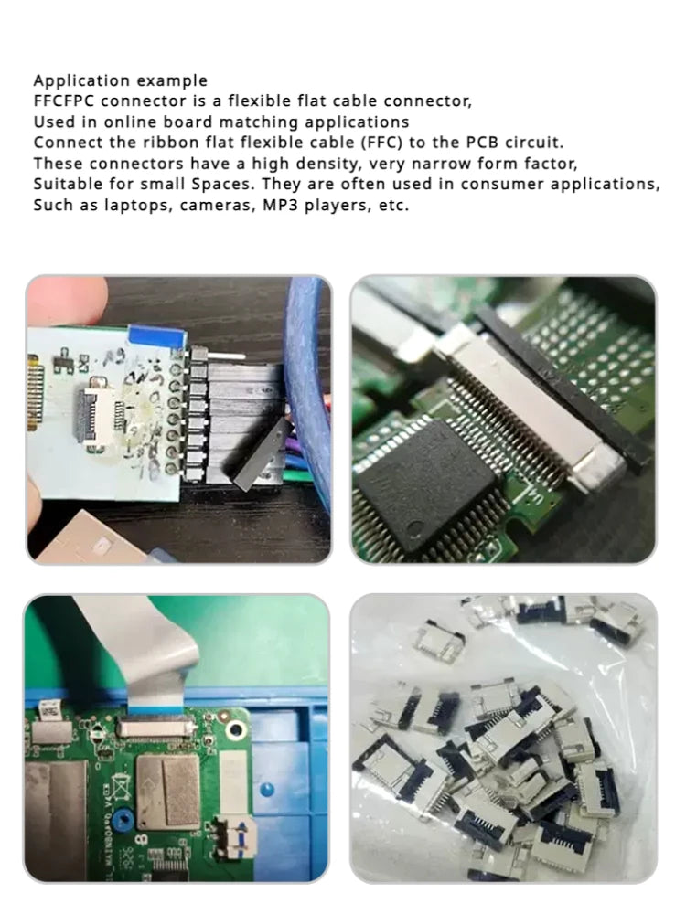 50Pcs/lot FFC FPC Connector 0.5mm 1.0mm 4P/6P/8P/10P/12/14/16/20/24/30/32/40P Pin Flip Type Ribbon Flat Connector Bottom Contact