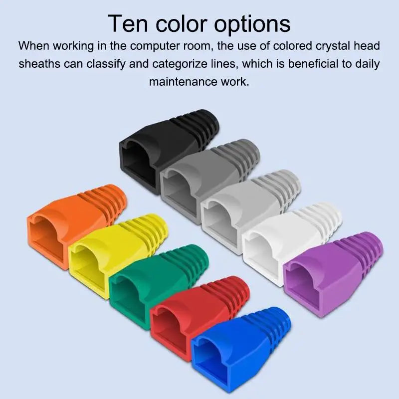 50/100Pcs RJ45 Cable Connector Plug Cover Ethernet Network Cable Connector Plugs Strain Relief Boots - Plastic