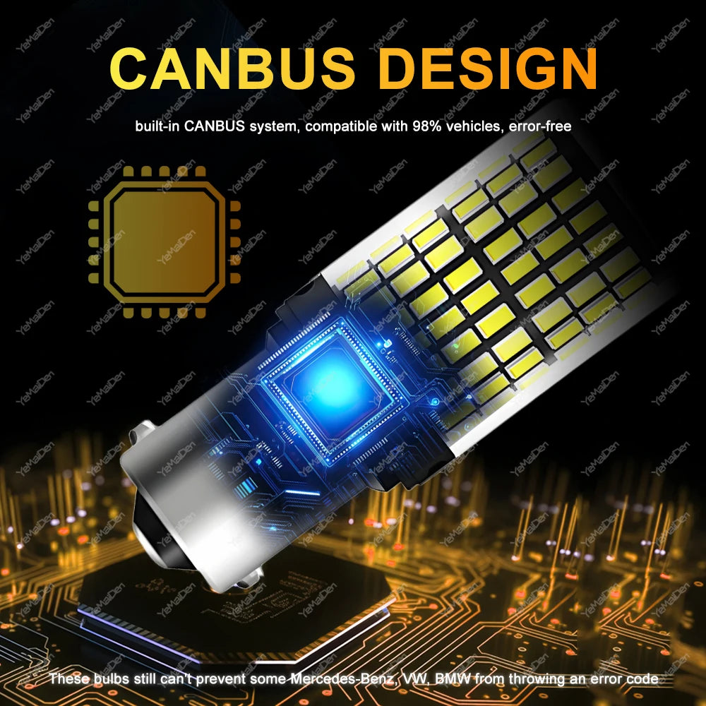 2-8 PCS CANBUS T20 7443 P21W PY21W 1156 BA15S BAU15S LED Bulb For 6500K White Car Turn Signal Tail Reverse Lights 2000LM 12V 24V