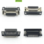 5pcs D-SUB 9 15 25 37 Pin Male Female PCB Connector With Set Screw Plug Socket Adapter Right Angle 2 Rows DB9 DB15 DB25 DB37
