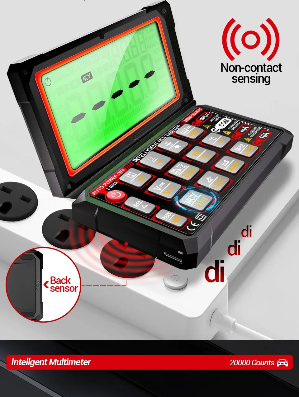 Digital Car Multimeter ANENG 623 Engine Speed Test Auto AC/DC Voltage/Current Ohm Meters Capacitance Car Pulse Width Test Tools
