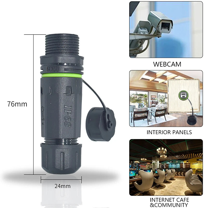 YXY RJ45 Docking Connector Ethernet Network Panel Mount Waterproof IP68 Header Outdoor Broadband Network Cable Extender