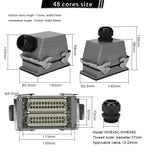HDC HE Heavy Duty Connector 6/10/16/24/32/48 Core Pin Top/Side Outlet Aviation Plug Rectangular Waterproof Electrical Wiring