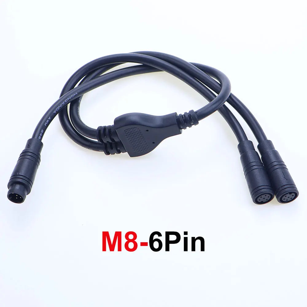 M6 M8 1 Male To 2 Female 2/3/4/5/6 Pin Ebike Splitter Sensor Connector Plug Electric Bicycle Butt Waterproof Cable Joint 40CM