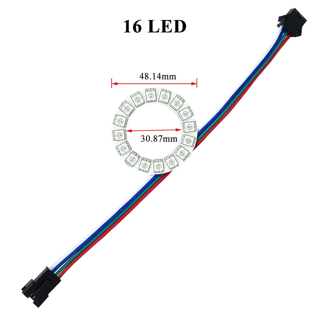 WS2815 Angel Eyes Ring 16/24/35 LEDs Breakpoint Resume Individually Addressable DC12V 5050 RGB Car Daytime Running Light
