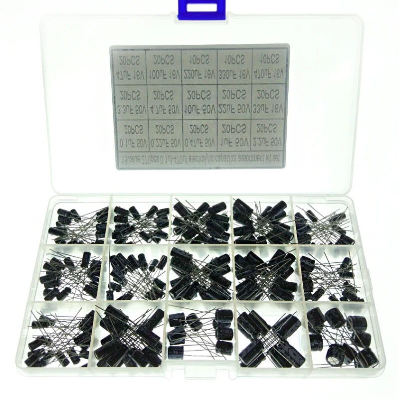 15 Values Electrolytic Capacitor Assortment Kit, 270Pcs 0.1uF to 470uF Aluminum Electrolytic Capacitors Set
