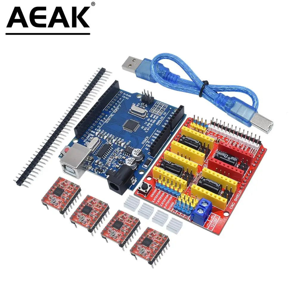 Cnc shield V3 engraving machine 3D Printe+ 4pcs DRV8825 driver expansion board for Arduino + UNOR3 with USB cable
