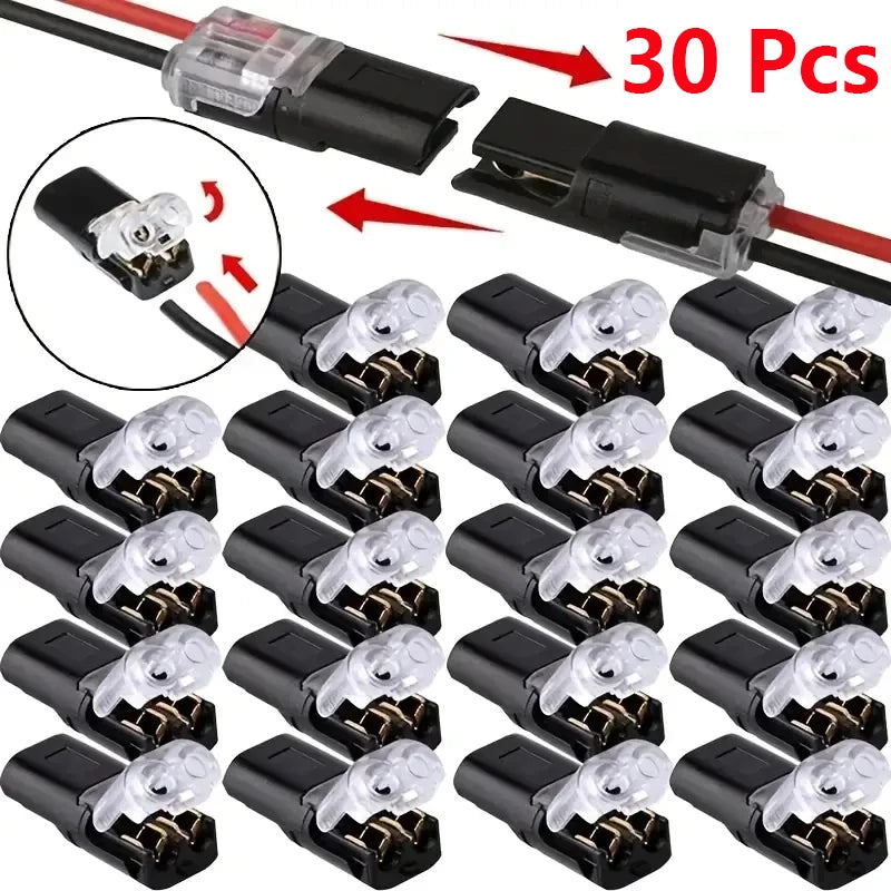 10/20/30/50/100 Pack of H2 2-Pin Pluggable Wire Connectors, Nylon Insulated Copper Quick-Connect Terminal Blocks, Suitable for Low-Voltage Cables, No Power Mode Required, No Electronic Components