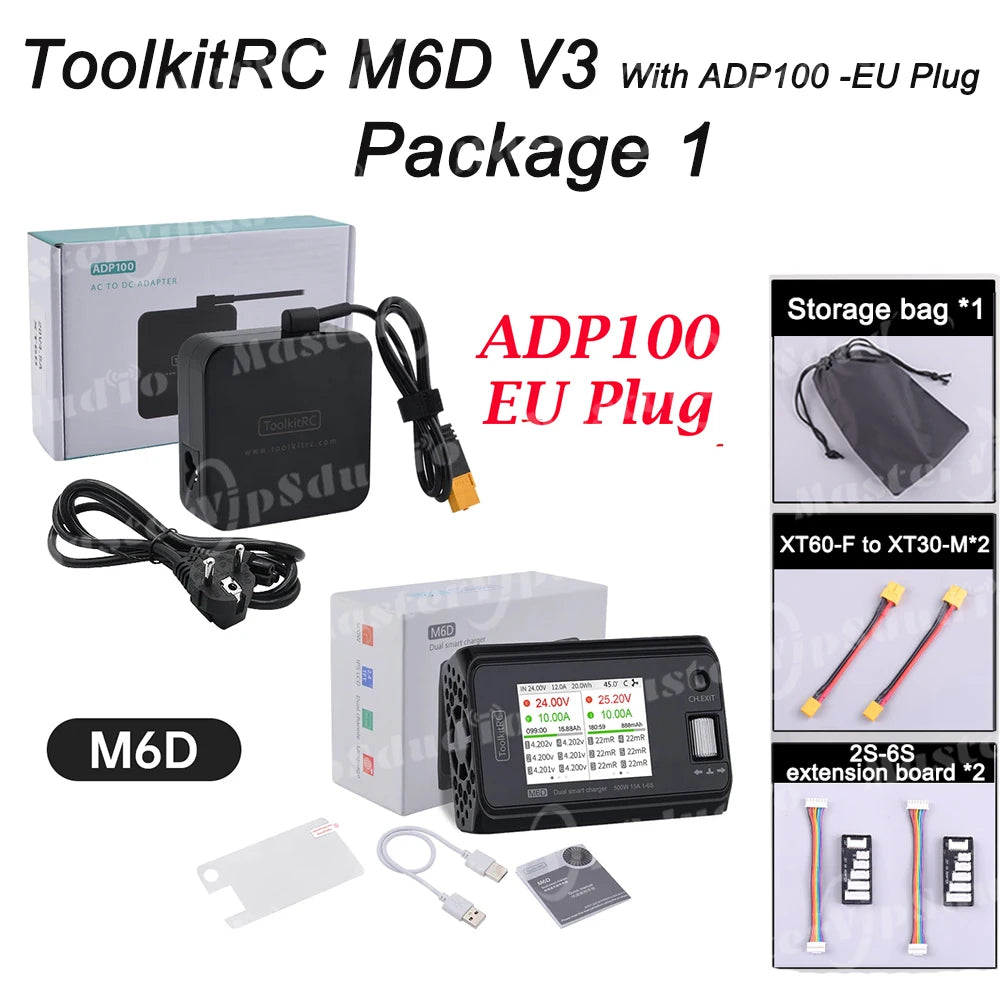 ToolkitRC M6D V3 500W 15A DC Dual Channel Smart Charger Discharger For 1-6S  LiPo LiHV LiFe Lilon Battery FPV Drone