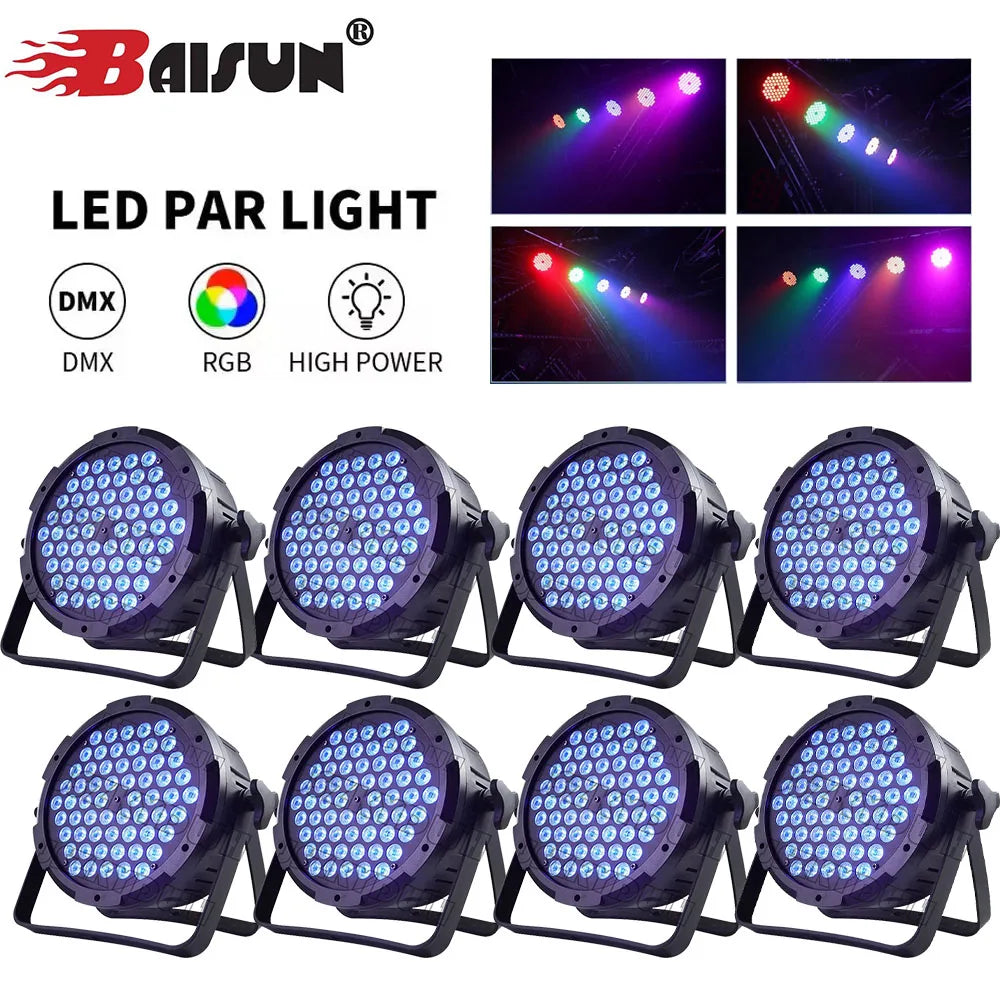 8PCS 60LED Par Light RGB Stage Light DMX512 Sound-Activated DJ Disco Light Wedding Festival Bar Atmosphere Light Audience Light