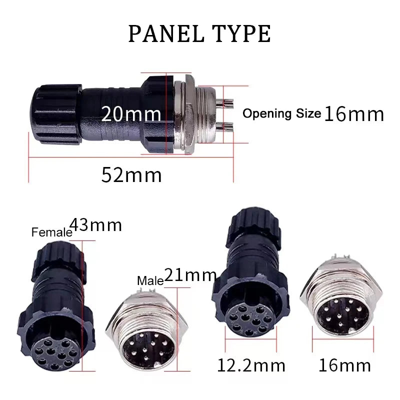 5/20/100Sets Aviation Connector GX16 M16 Waterproof Docking Back Nut Male&Female Plug&Socket 2/3/4/5/6/7/8/9/10pin Sensor Joint