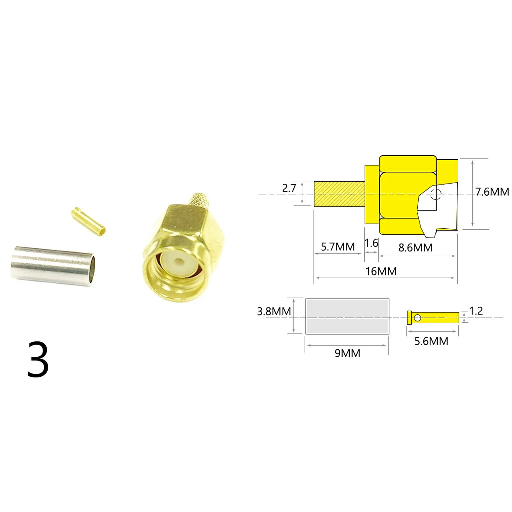New 1- 10PCS SMA  Male Plug Female Jack /RP RF Coax Connector Crimp For LMR100 RG174 RG316 Cable Straight Goldplated Adapter