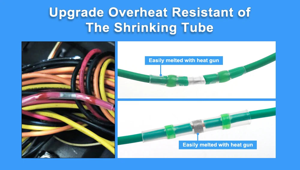 50/100/120/150/250/400Pcs Boxed 26-10AWG 0.25-6mm Waterproof Solder Seal Sleeve Splice Terminals Heat Shrink Tin Butt Connectors