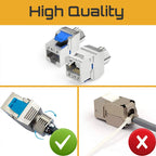 Hoolnx CAT8 CAT7 CAT6A CAT6 Tool less RJ45 Keystone Jack, Metal Zinc Alloy Self-locking Tool Free STP Shielded Module Coupler
