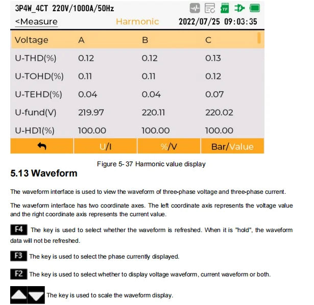 MQ41 Power Quality Analyzer Large Current Rogowski Coil Power Meter Energy Consumption Power Harmonic Waveform Recording