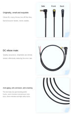 DC 5.5*2.1 / 5.5*2.5 Male 90 Degree Right Angle Connector Power DIY Cable Charging Line Monitoring Power Extension Wire