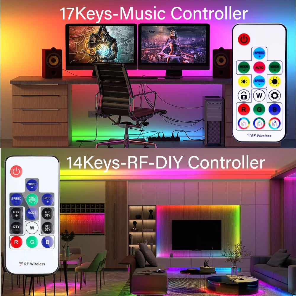 WS2811 WS2812B WS2813 WS2815 LED Pixels Strip Light Controller 3/4PIN USB/DC RF 14/17/21Keys LED Tape Remote Controller DC5-24V
