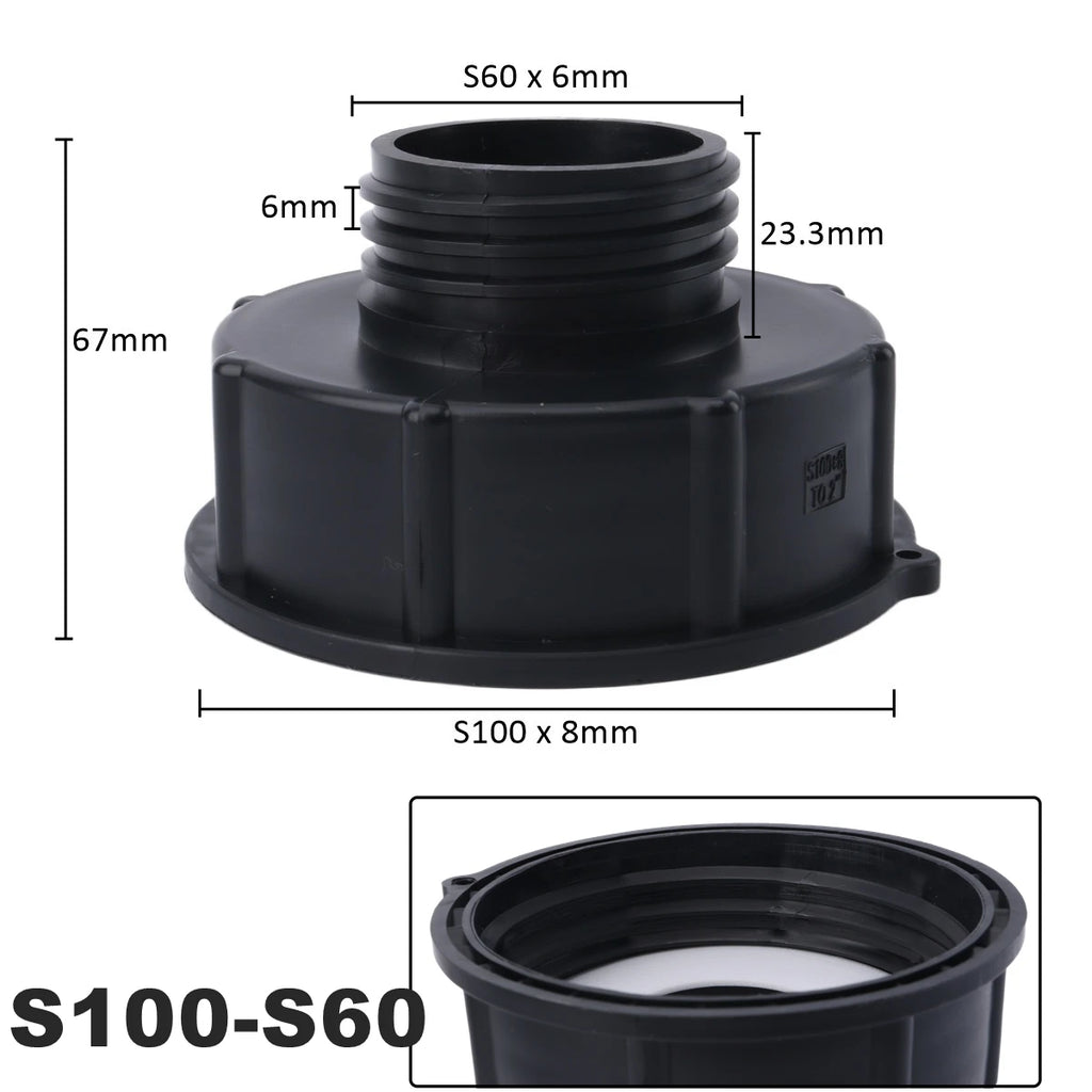 1000 Liter IBC Tank Adapter S60 x 1/2" 3/4' 1" 1.5 2" S100 Thread Connector Ton Barrel Joints IBC Tank Fitting