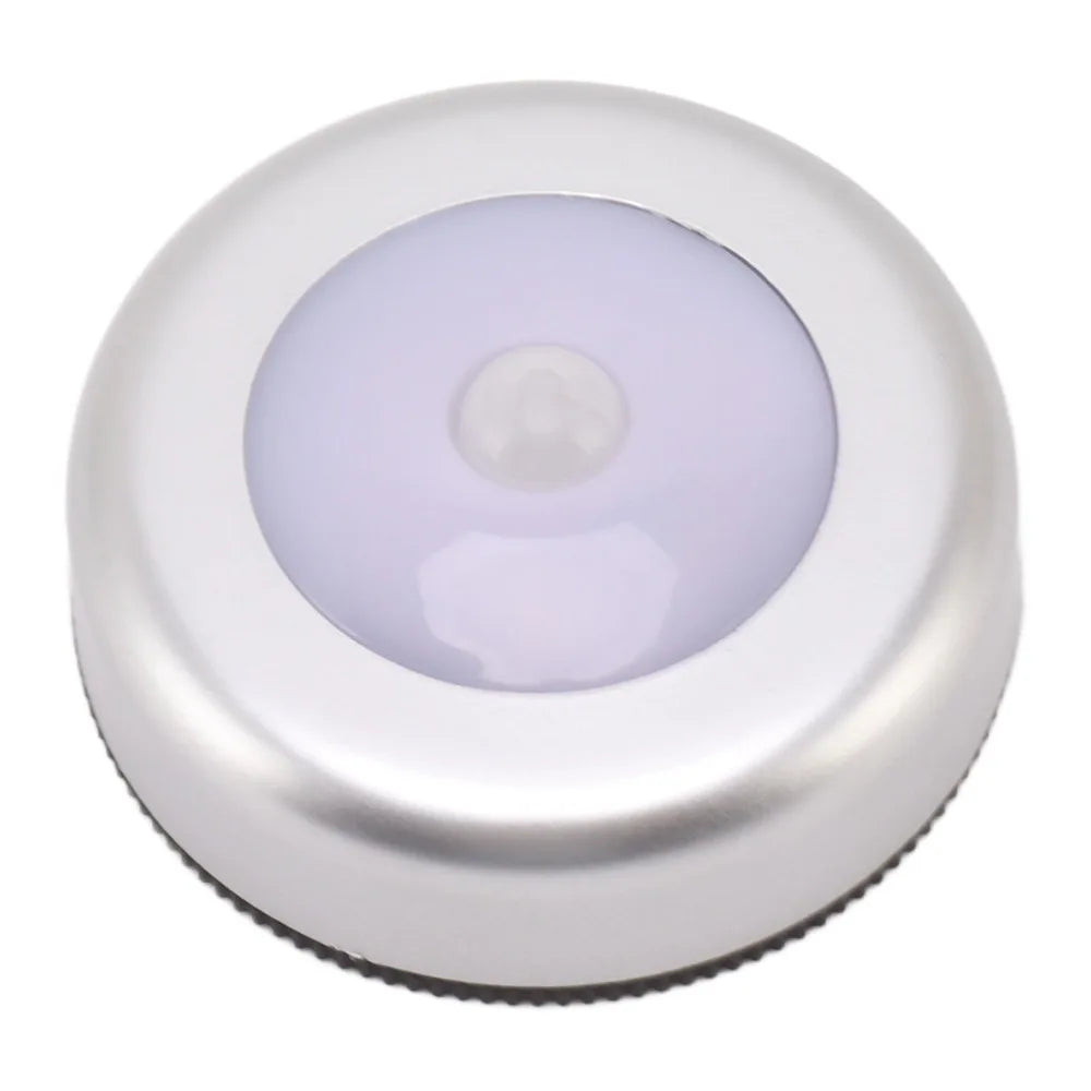2 Pack Energy Saving Motion Sensor Night Light Battery Powered Small LED Induction Lamp White Light Round Sensing Lamp Drawer