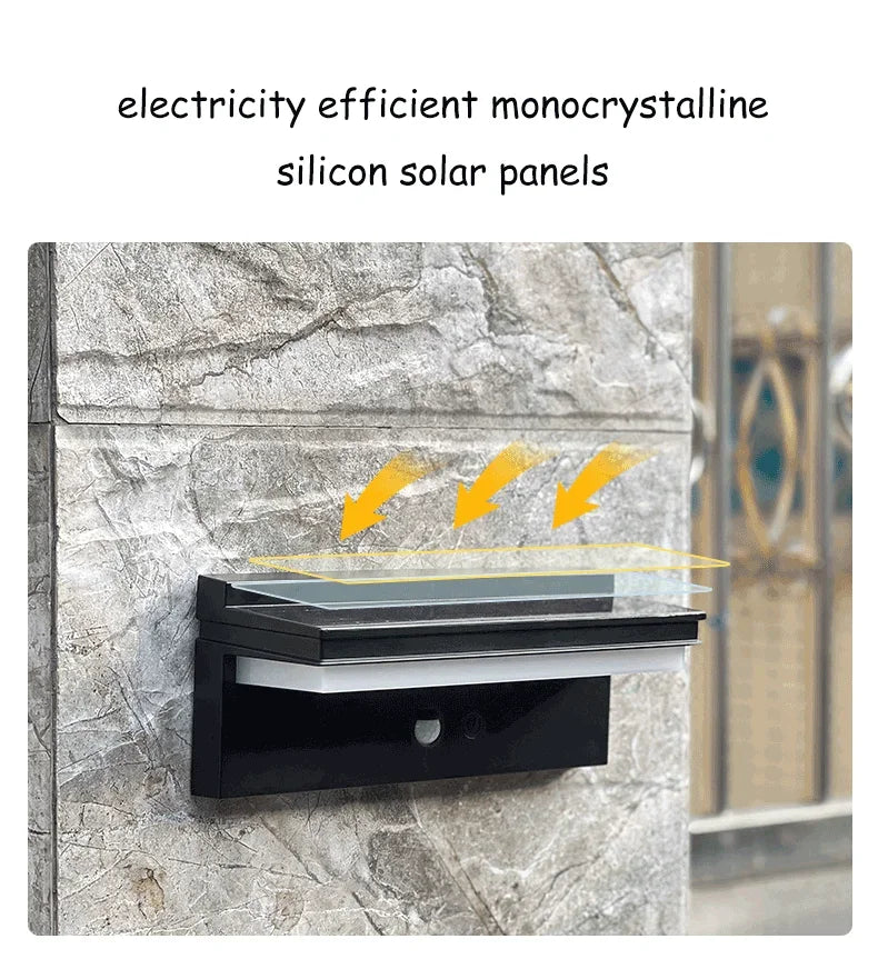 Solar Power Wall Lamp IPX5 Waterproof Garden Lights Motion Sensor  Energy Saving Light for Exterior Spot Porch Yard Lighting