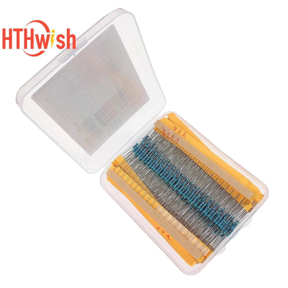 720pcs/set 1UF-470UF Electrolytic Capacitor Kit + 10Ω~1MΩ 1/4W Metal Film Resistor Assortment Set for DIY Electronic Repair