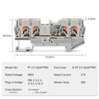 10Pcs PT 2.5-QUATTRO 4-Wire Terminal Block 2.5mm² DIN Rail Spring Clamp Electrical Compact Connections