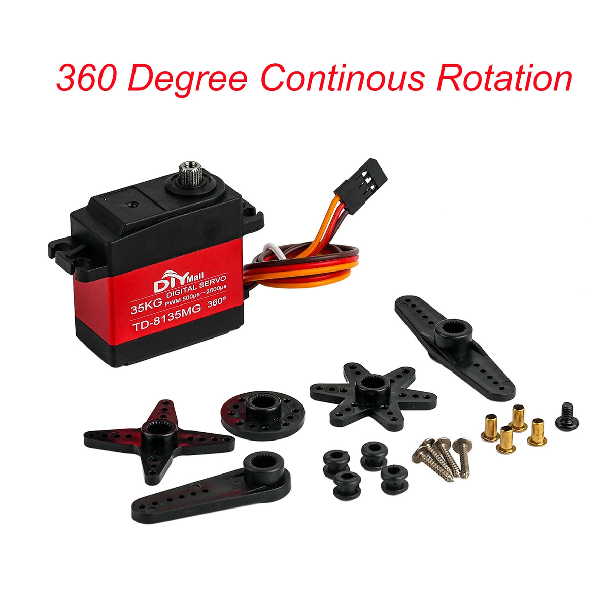 TD-8135MG Digital Servo Motor 35KG 180/270/360 Degree Waterproof Large Torque Angle Controllable 25T Metal Arm RC Cars Aircraft