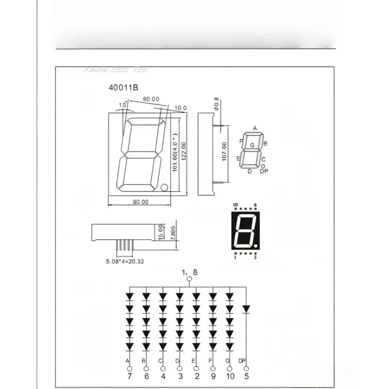 5PCS/LOT 40101AS 40101BS 4 Inch 7 Segment Red Displays Digital Tube 10PIN Common Cathode LED Digital Tube