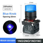 XB4 Knob Switch with LED 22mm 2/3Position Self Locking 1NO/2NO/1NO1NC Select Rotary Switch with Light 12V 24V 220V 10A Red Green