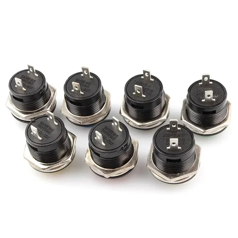 5/20Pcs Round-shape Push Button Switch ON OFF 2Pin ON-OFF R13-507 16mm Momentary Electric Power Switch R13 507 Switches