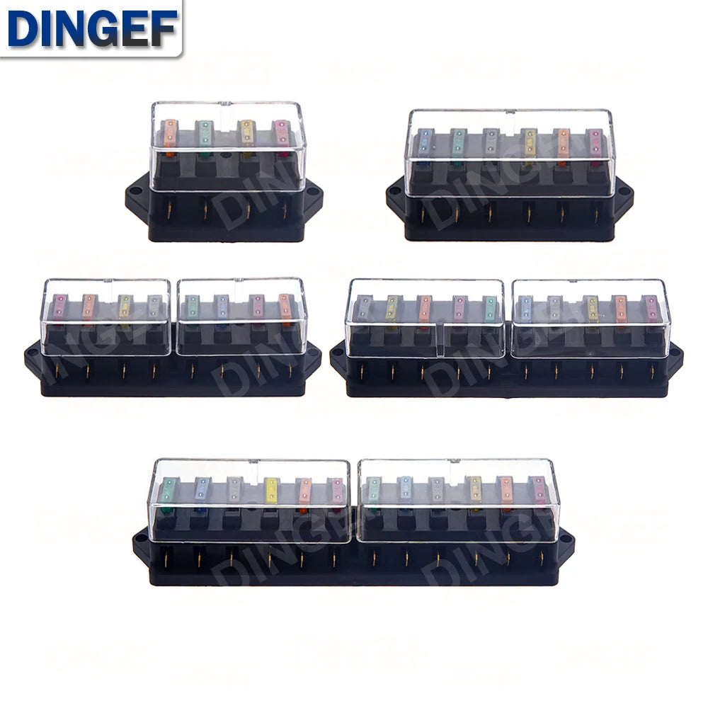 4/6/8/12 Way Car Fuse Box Car Fuse Holder Car Truck Auto Blade Fuse Box with 4/6/8/12 Fuses for 12V 24V ATO Standard Circuit