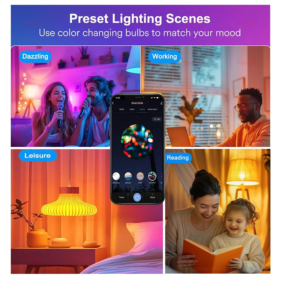 Bluetooth/WiFi LED Light Bulb E27 15W 20W 110V 220V RGB RGBCW Dimmable Led Bulbs Led Lamp For Alexa Google Home Tuya Smart Life