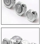 12/16/19/22mm Metal Push Button Switch Short Stroke Silver Shell Waterproof High Head With Power LED Light Momentary 1NO 6V 24V